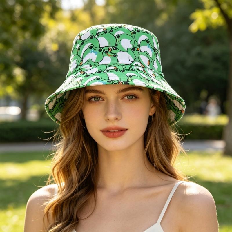Packable Frogs Print Bucket Ha - Packable Hat Nylon 评论和价格