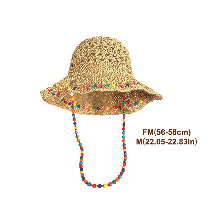 Retro Versatile Hollow Big Bri - Bucket Hat Straw 评论和价格