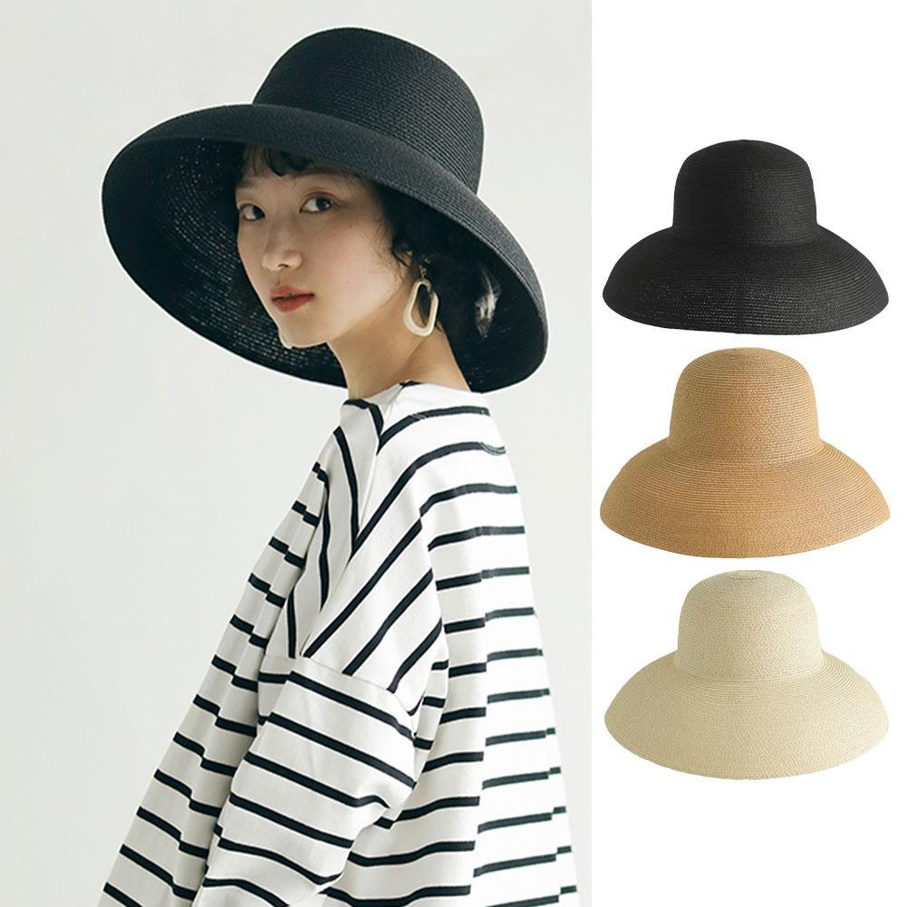 French Hepburn Style Wide Brim - Bucket Hat Straw 评论和价格